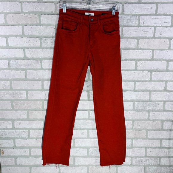 Mavi Barcelona High Rise Wide Leg Raw Hem Jeans in Orange Size 26 - Picture 4 of 10